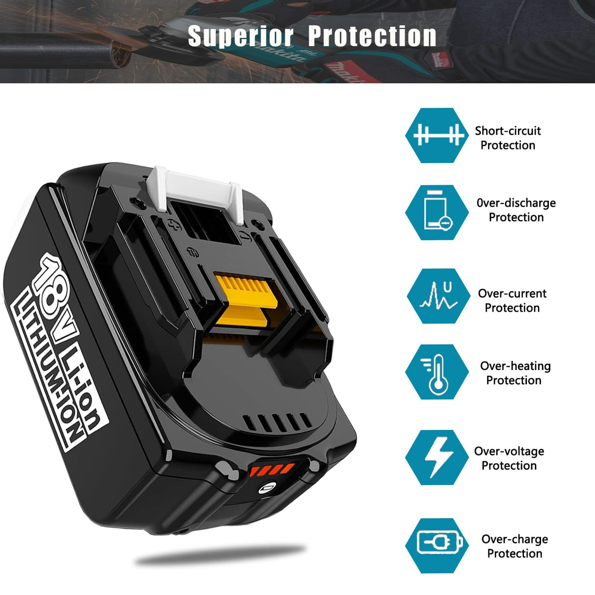 ZJEOSO Replacement for Makita 18V Battery BL1850B 5.0Ah Lithium Compatible with Makita Battery 18 Volt BL1860B BL1850B BL1840B BL1830B BL1815B Series Batteries ZJEOSO