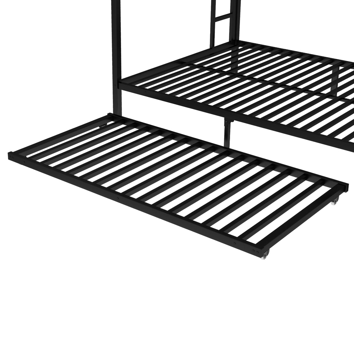 Bellemave Queen Over Queen Bunk Bed with Trundle, Heavy Duty Metal Twin Trundle Bunk Bed with Full-Length Guardrails & Ladder, Bunk Beds with Trundle for Kids, Teens, Adults, Black Bellemave