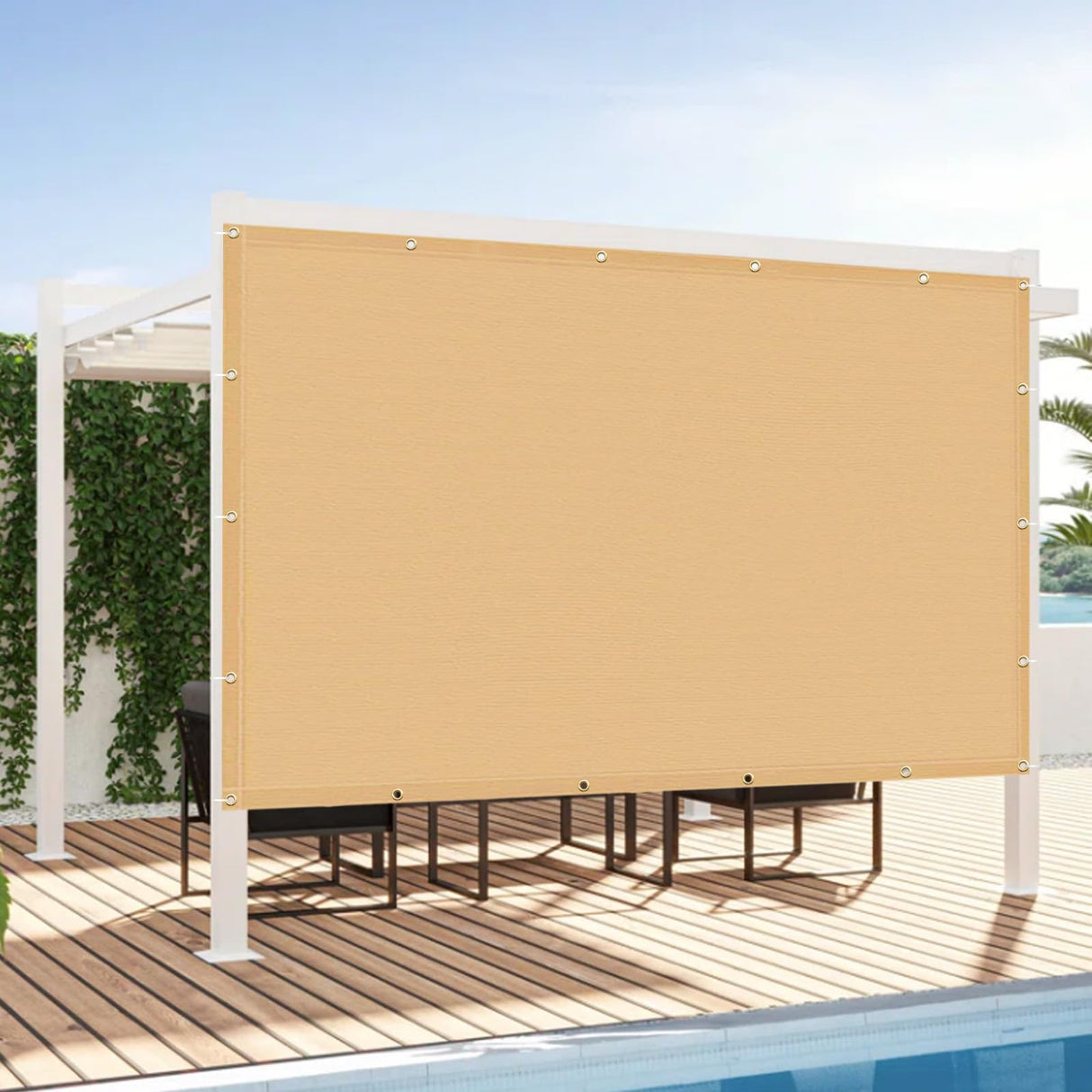 LOVE STORY Custom Size 6x18 FT Outdoor Sun Shade Cloth Pergola Shade Cover with Grommets 95% UV Protection for Patio, Sand (Customized) LOVE STORY