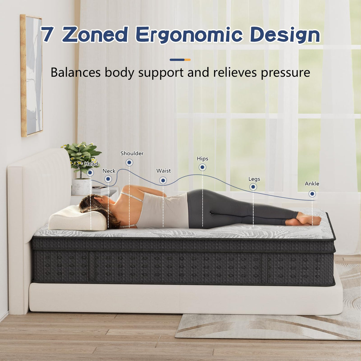 Yuewanshun Queen Mattress, 14 Inch Hybrid Queen Size Mattress in a Box with Gel Memory Foam, Medium Firm, Edge Support, Motion Isolation and CertiPUR-US, 60"*80"*14" Yuewanshun