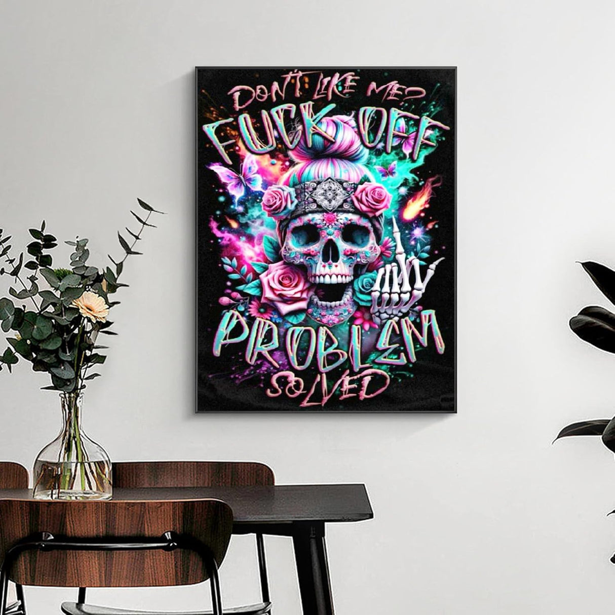 mrpwnle Skull Diamond Art Kits for Adults, Don't Like Me Skull Diamond Painting Kits for Adults Beginners, 5D DIY Full Drill Round Gem Art Crafts Paintings for Home Wall Decor 12 x16Inch mrpwnle