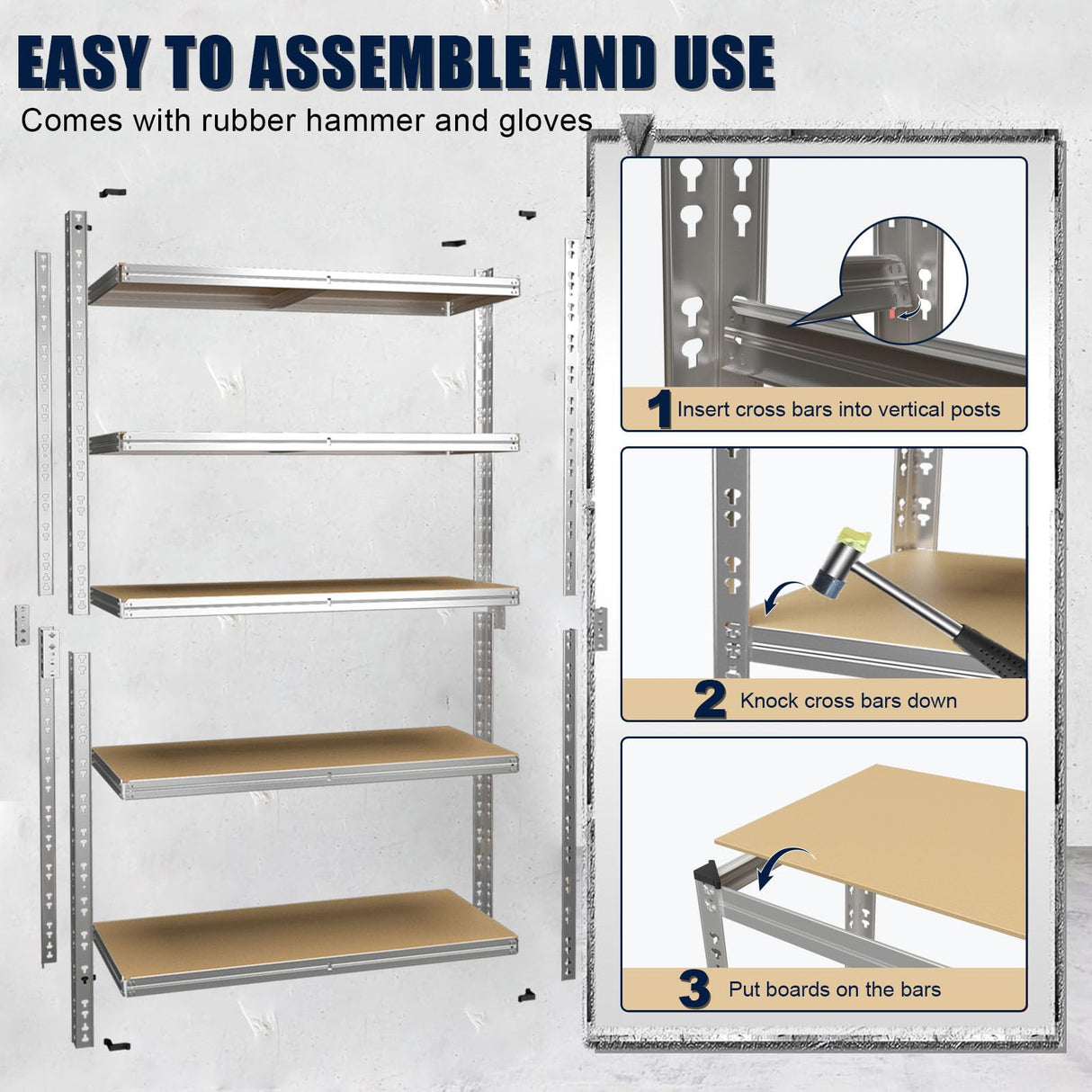 ZEUKMXOO Metal Shelving Racks, 35.4''×15.7''×70.8'' Heavy Duty Shelving Unit, 2200 LBS Garage Shelves and Storage, Industrial Shelf Free Standing, Organizer Shelf ZEUKMXOO