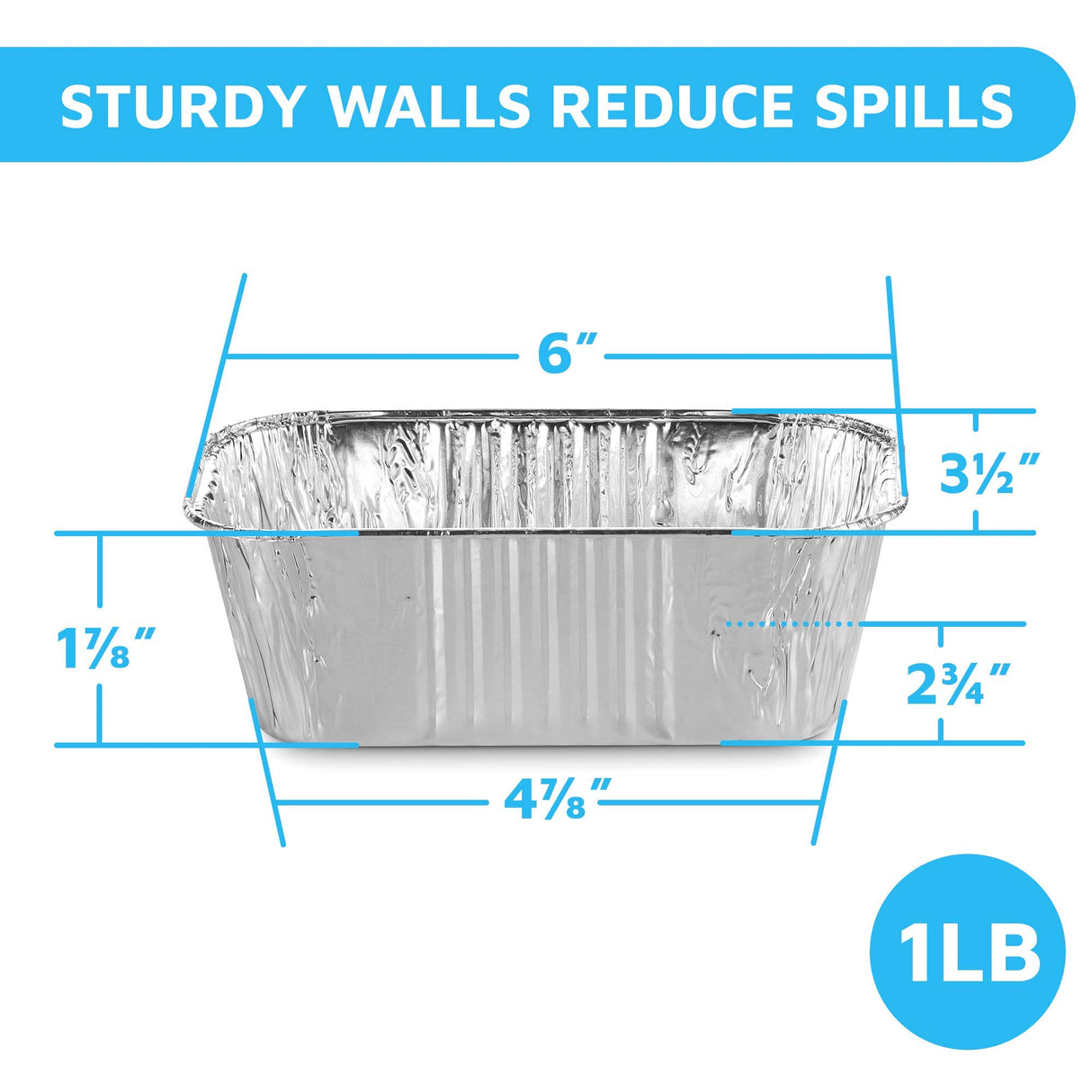 MontoPack Aluminum Mini Disposable Loaf Pans | Deep Half Size 6 x 3.5” Extra Thick Foil Bread Containers for Baking, Food Storage & Takeout | Eco-Friendly & Recyclable | Bulk 100-Pack of 1 Pound Trays MontoPack