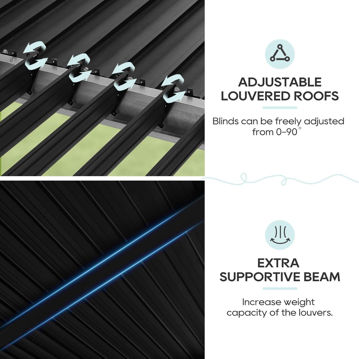 LVUYOYO Outdoor Louvered Pergola 10' x 10', Patio Aluminum Pergola with Adjustable Roof, Metal Gazebo for Backyard, Garden, Deck(Black) LVUYOYO