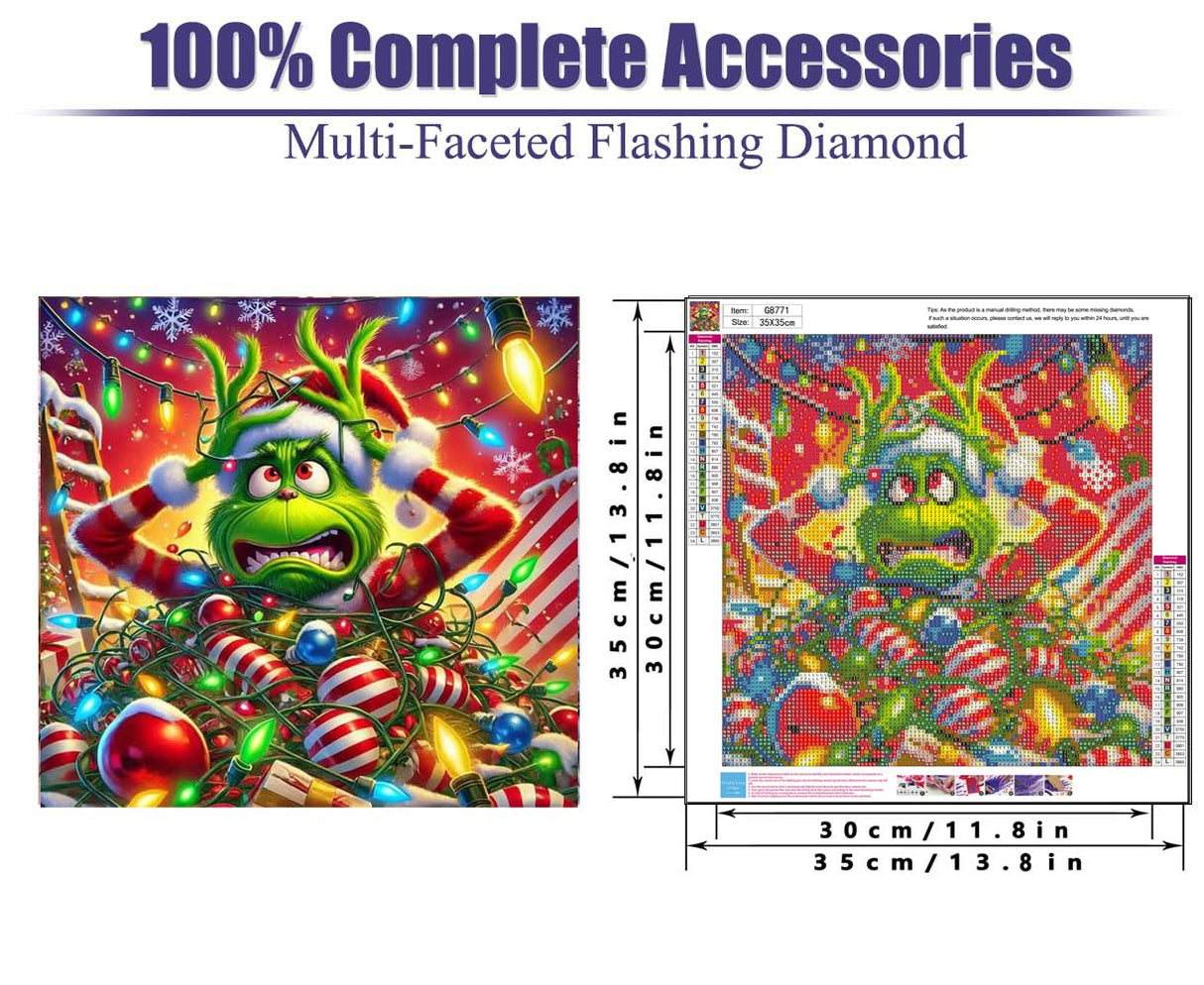 MjhRcll Christmas Diamond Painting Kits for Adults,Funny Diamond Art Kits for Beginner,Comical Diamond Dots with Accessories for Home Wall Decor 14X14 Inch MjhRcll