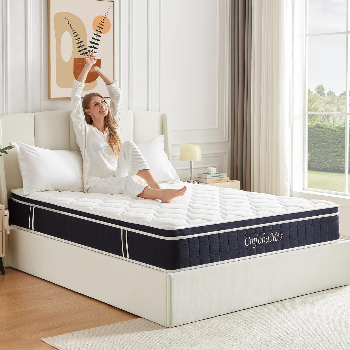 CMFOBAMTS Twin Mattress, 10 Inch Memory Foam Hybrid Mattress in a Box with Independent Spring for Motion Isolation and Pressure Relief, Comfortable Medium Firm Mattress CMFOBAMTS