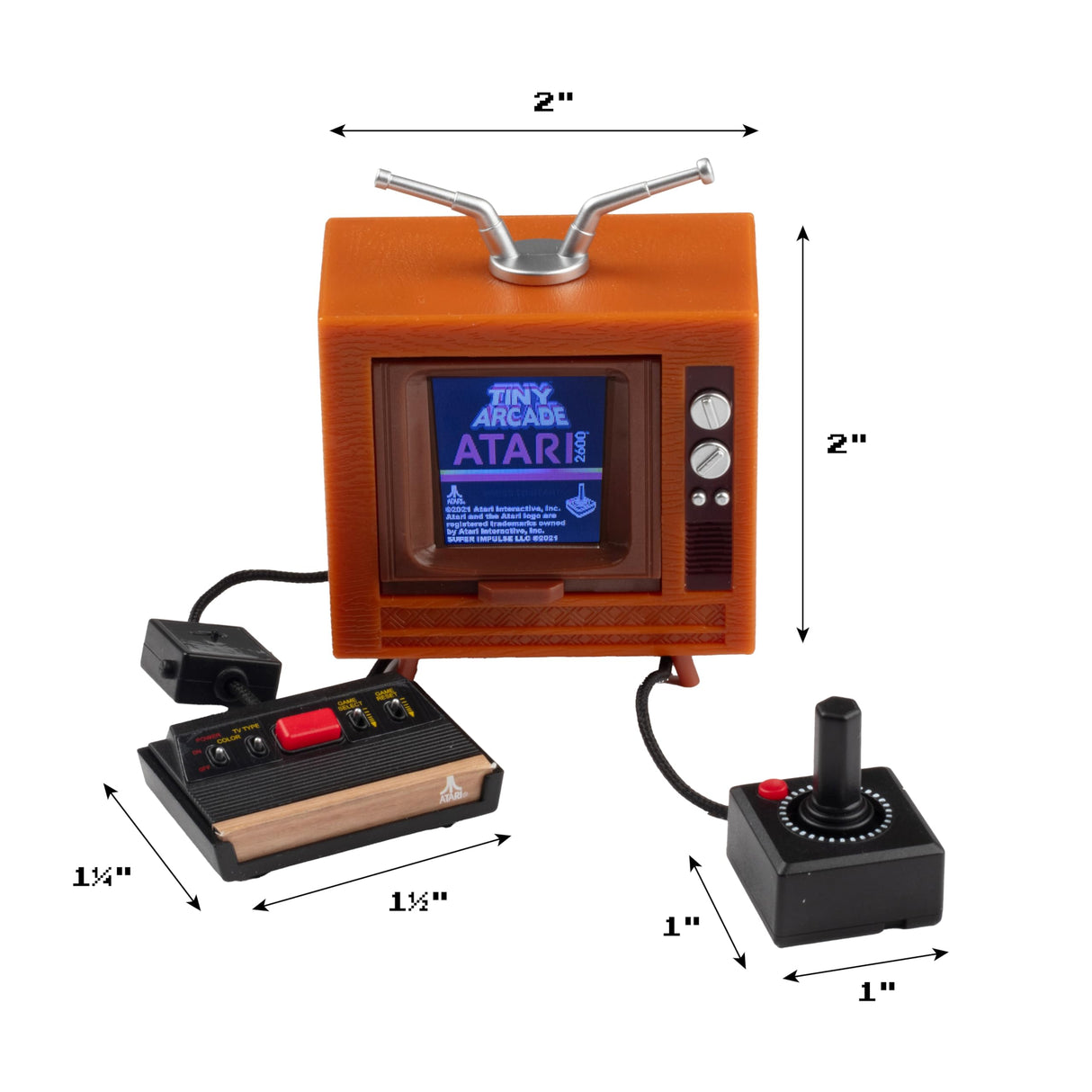 Tiny Arcade Atari 2600 3.5" Mini Retro Game - Playable Console & TV w/ Real Gameplay & Sound-10 Classic Video Games: Pac-Man, Breakout, &More(Ages 8+) Super Impulse