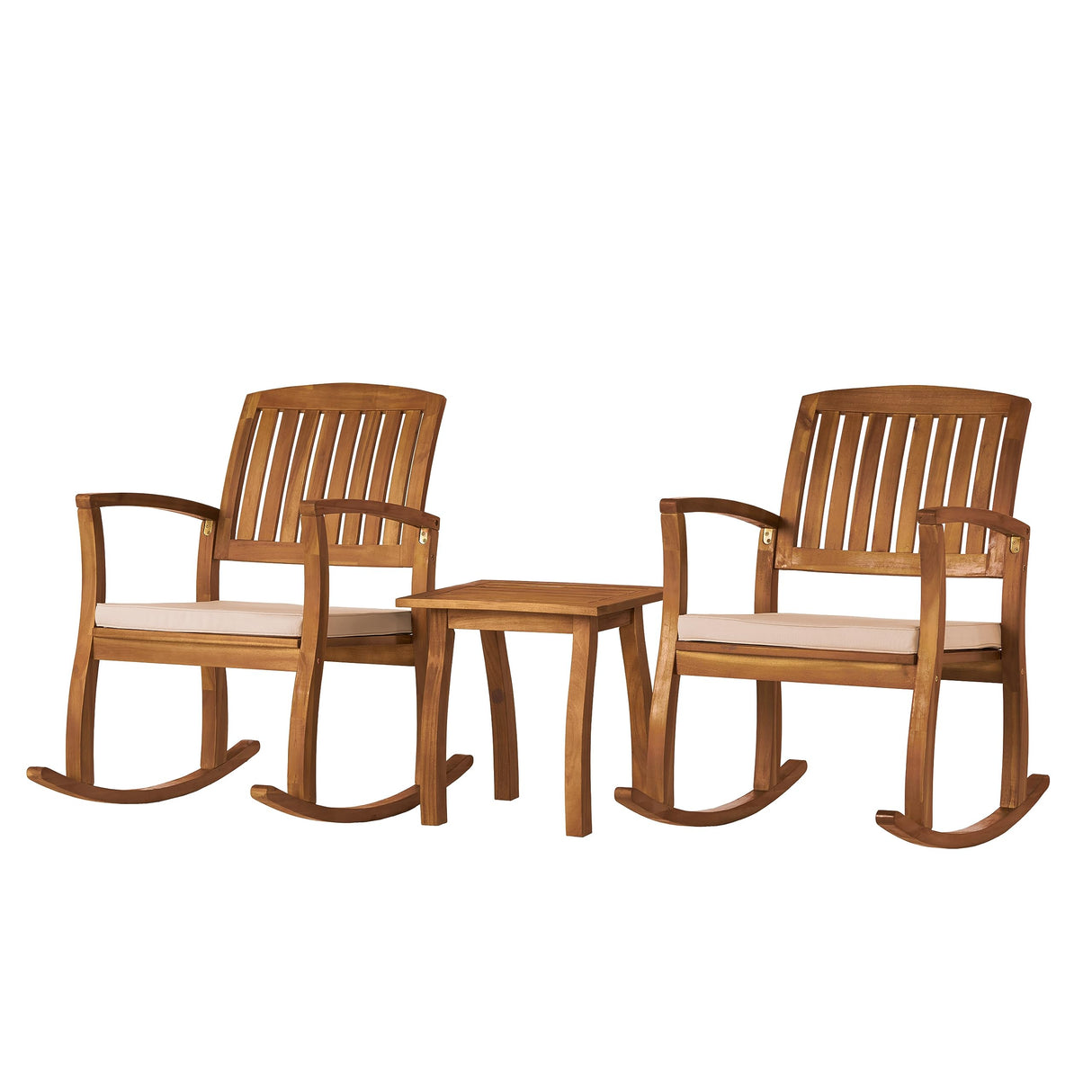 Christopher Knight Home Selma Acacia Rocking Chairs with Cushions, 2-Pcs Set, Teak Finish Christopher Knight Home