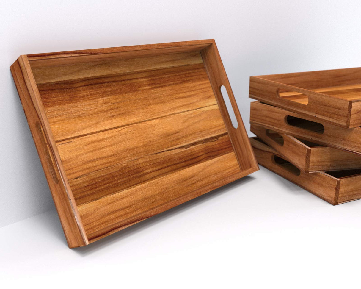 Serving Tray, Teak, Custom Serving Tray, Tray with Handles, Engraved, Tray, Breakfast in Bed, Breakfast Tray, Wood Tray, Coffee Table Tray, The Sinclair Company