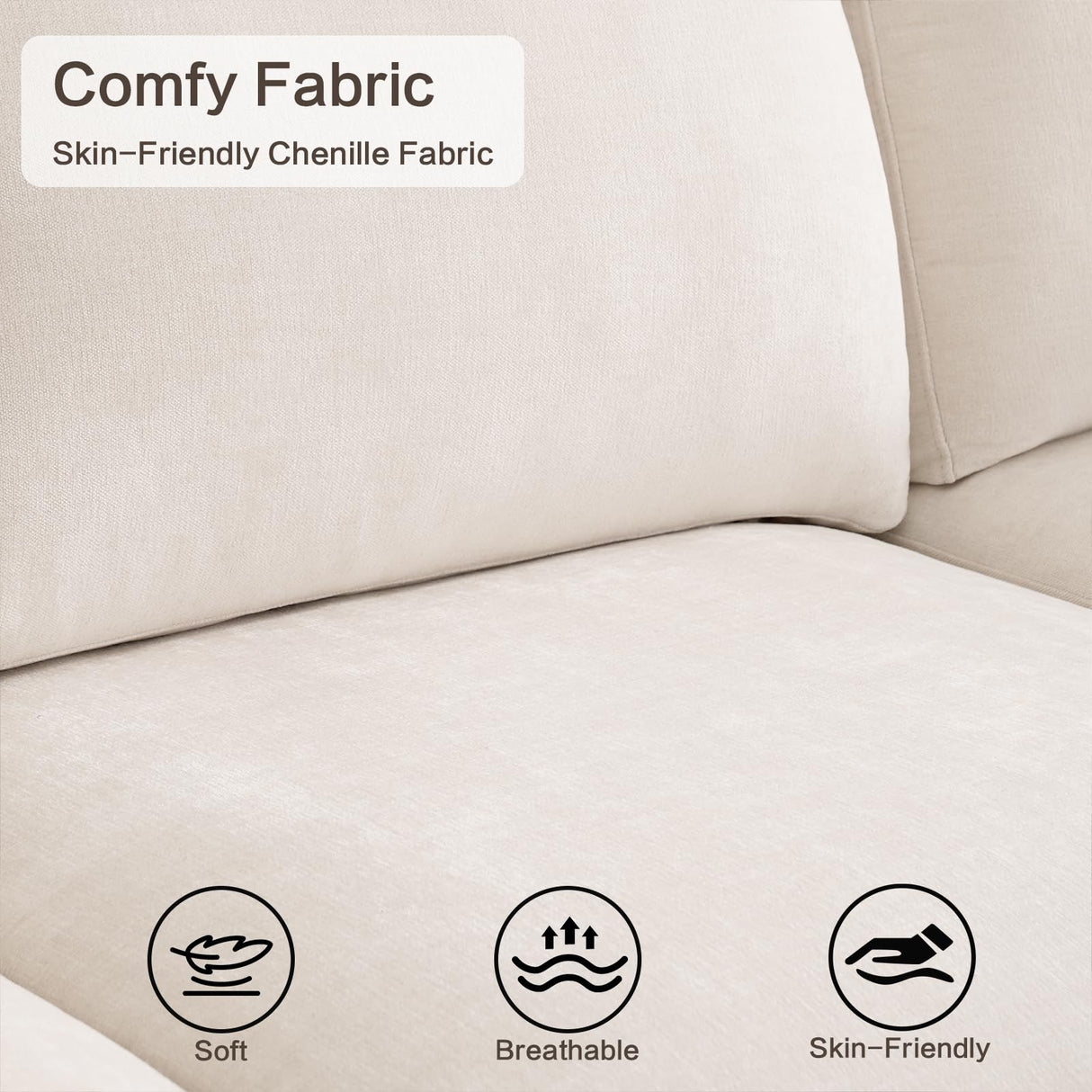 WARM HARBOR Oversized Modular Sectional Fabric Sofa Set, Large L Shaped Mordern Sofa Couch Reversible Chaise Modular Sectional Couches, 96 inch Width,3 Seat Modular Sofas, Beige,Linen WARM HARBOR