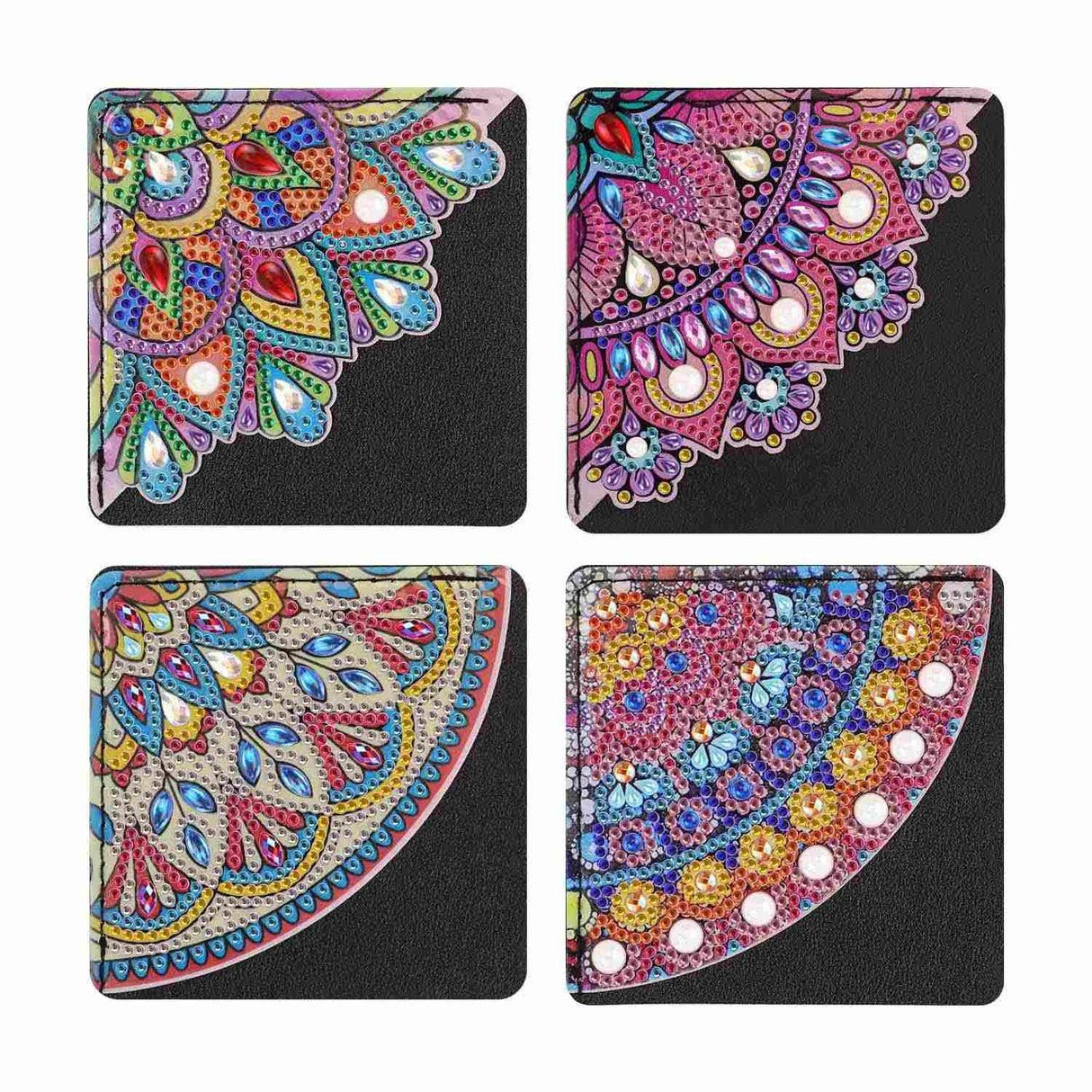 4 Pcs Diamond Art Bookmarks Kits Leather Corner DIY Diamond Art Bookmark for Book Lovers Reading Lovers Adults Women Triangle Making Diamond Bookmark Mandala Flower Crafts Supplies Birthday Gifts TKYPZY