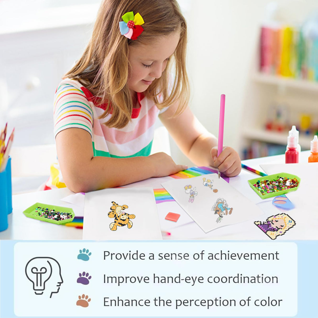 KOJEFCV 48 Pcs Cartoon Diamond Art Painting Sticker Kits for Kids-Cartoon Diamond Gem Stickers Kit,5D Gem Art Stickers Mosaic for Kids Gift for Boys Girls 4-8-10-12 Years Old KOJEFCV