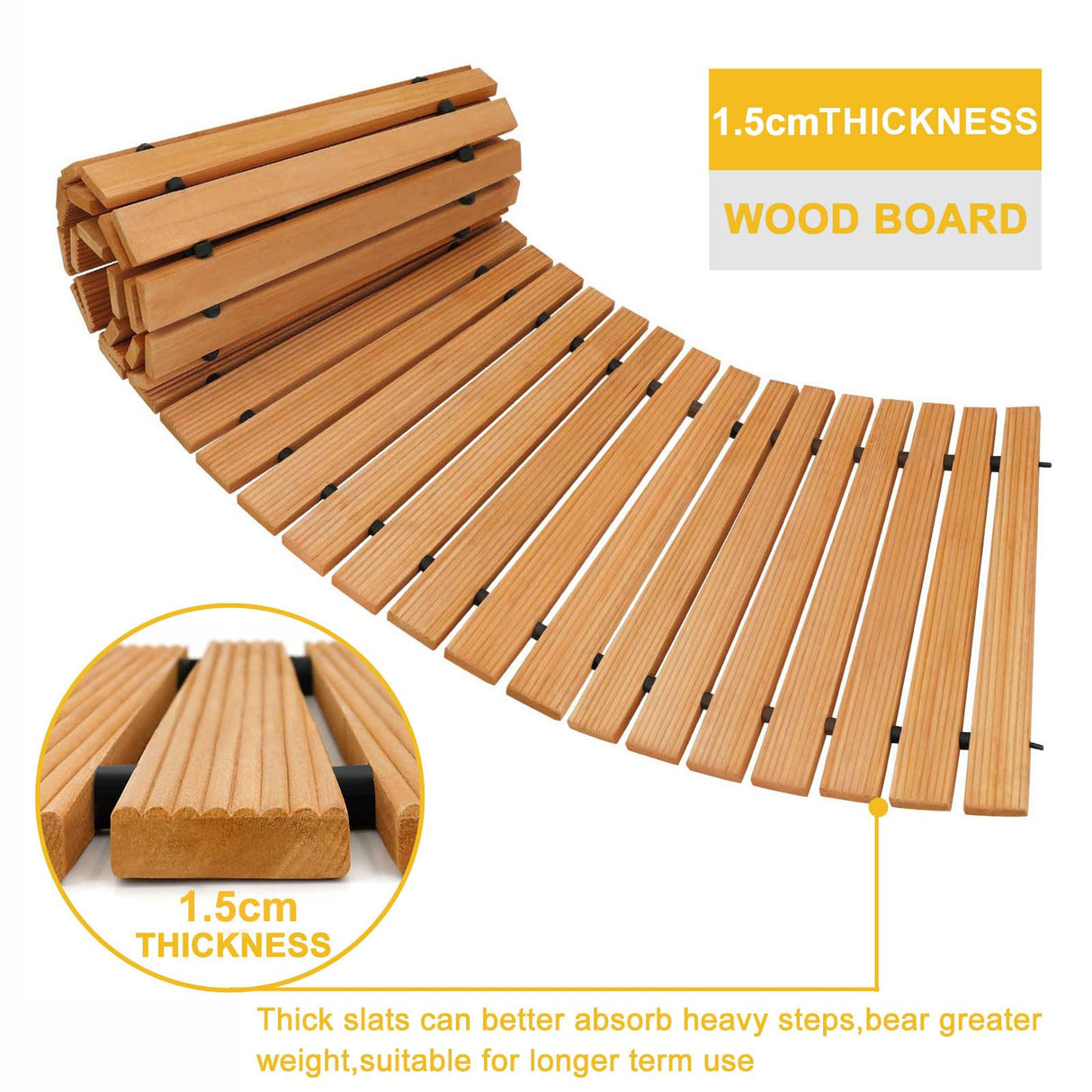 TONAHUTU 6FT Wooden Garden Pathway, Roll Out Wooden Curved Pathway Weather-Resistant Walkway for Outdoor Patios 17" W Roll Out Hardwood Walkway with Non-Slip Surface Wedding Party Pathways (Curved) TONAHUTU