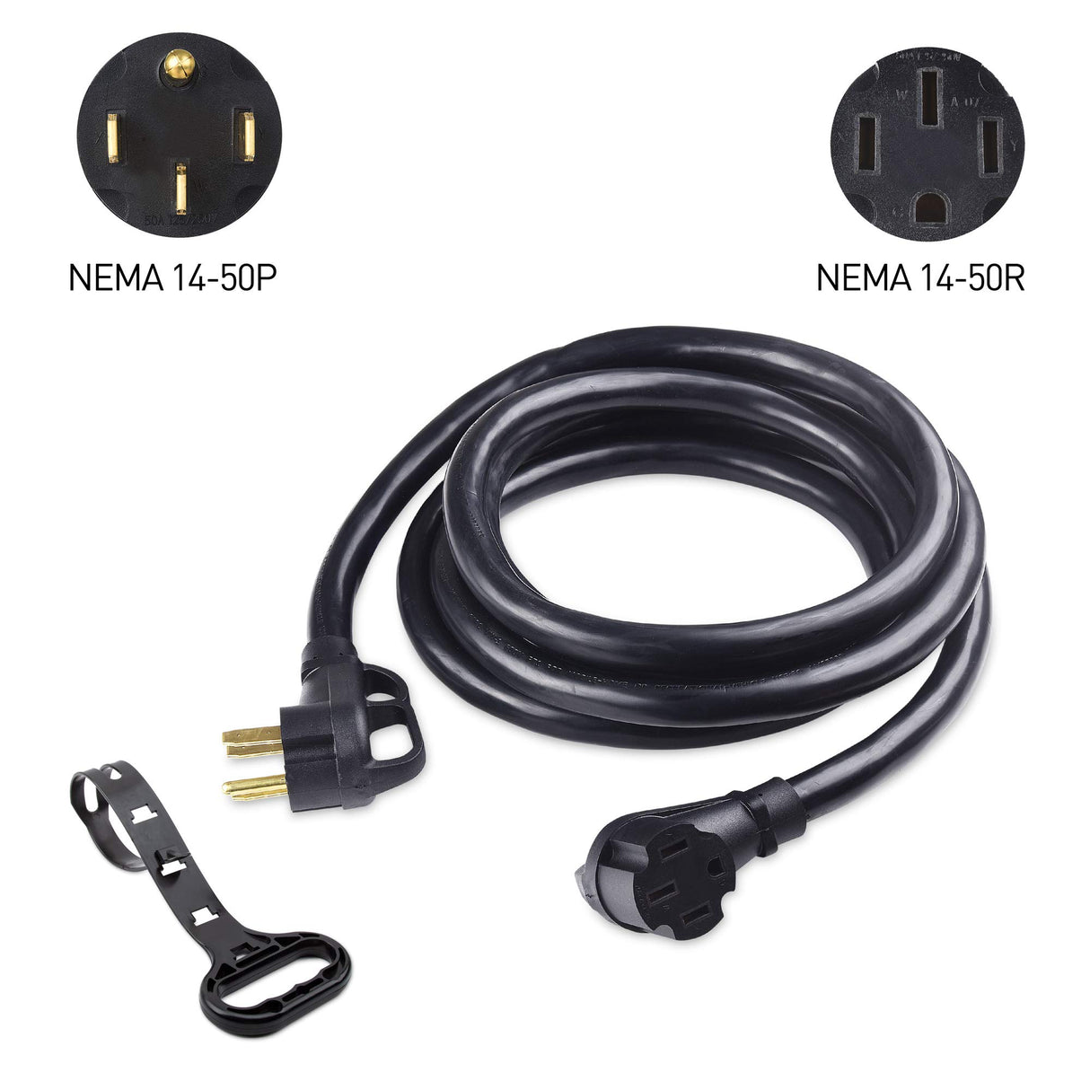 Cable Matters 4 Prong 50 AMP RV Extension Cord 25 ft with Easy-Grip Handles, 6/8 AWG, NEMA 14-50 Extension Cord, Compatible with Tesla Charger/EV Charger / J1772 Charger (NEMA 14-50P to 14-50R) Cable Matters