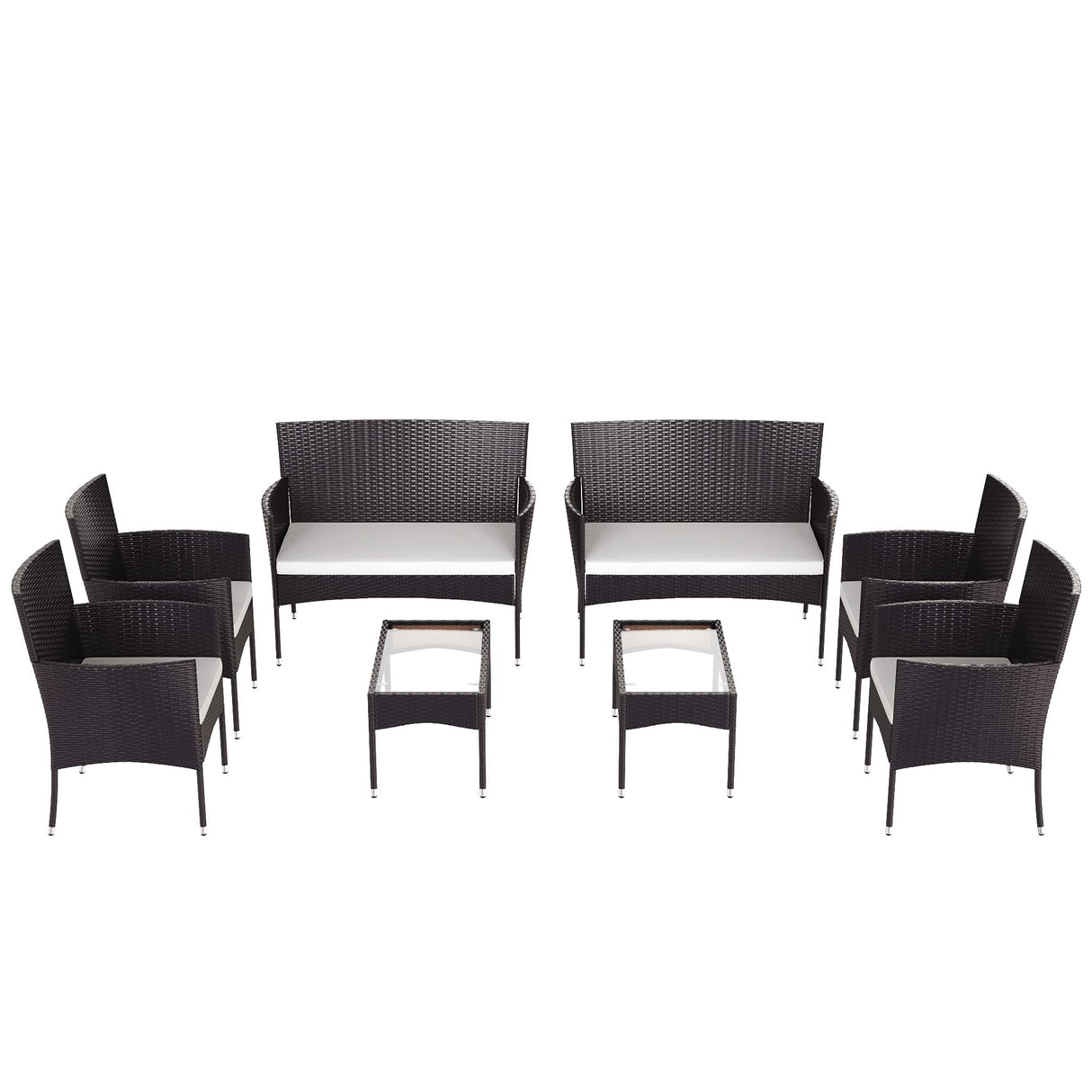 UNIROI Outdoor Patio 8 Pieces Rattan Furniture Set, Dark Brown UNIROI