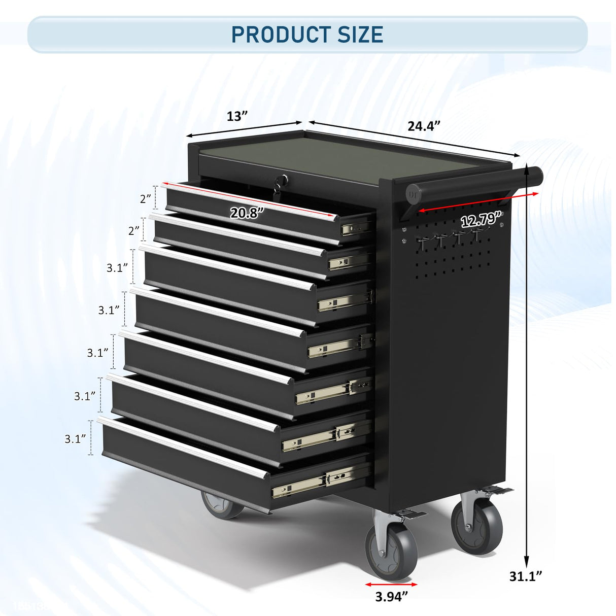 7-Drawers Rolling Tool Chest Tool Box Organizer with Lockable, Metal Rolling Tool Cart Tool Storage Toolbox, Tool Cabinet Rolling Tool Box with Drawers for Garage, Workstation, Workshop, Home Repair CMFYDAILY