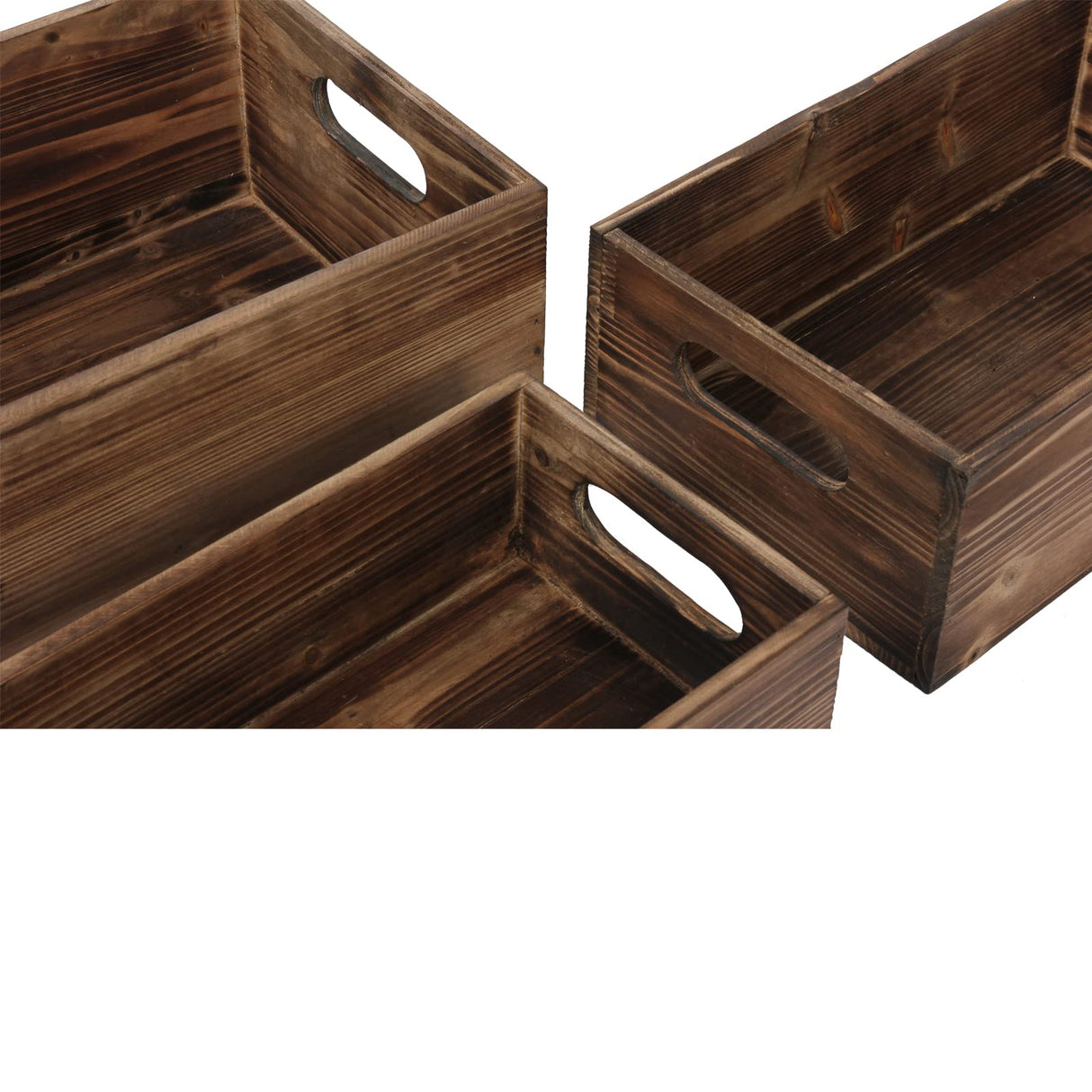 Sintosin Farmhouse Wood Crate Box Set of 3, Distressed Wooden Crates for Display, Decorative Wood Storage Bins, Rustic Wooden Basket with Side Handles, Home Container Decor for Living Room Outdoor Sintosin