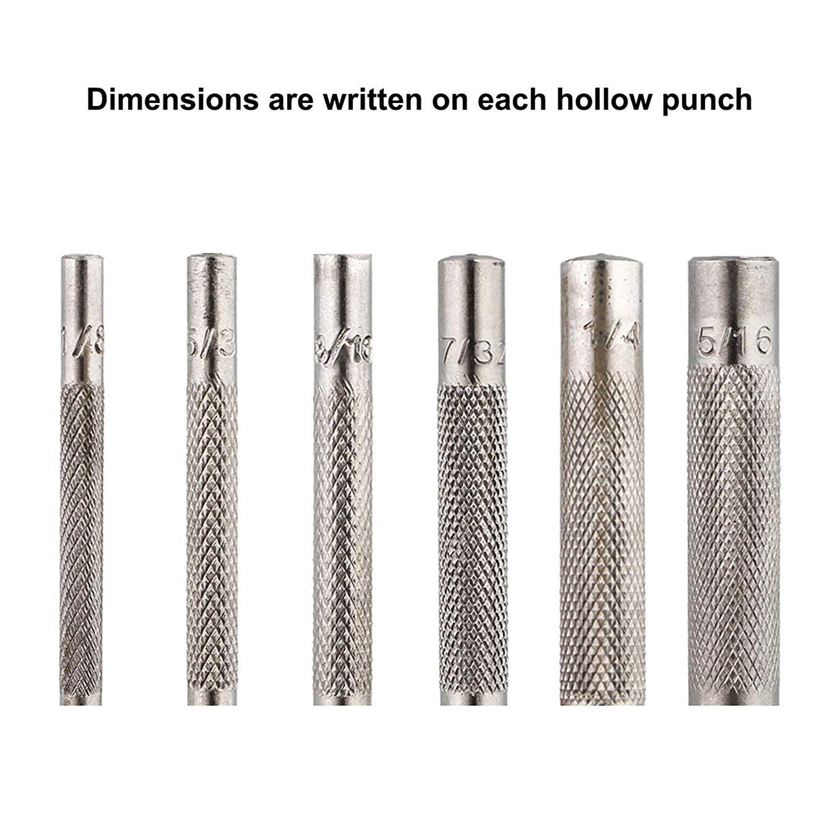 Spurtar 6PCS Leather Hole Punch 1/8'' - 5/16'' Heavy Duty Round Hollow Belt Hole Puncher High Carbon Steel Leather Punch Tool for Belts Watch Cloth Gaskets with Storage Bag Spurtar