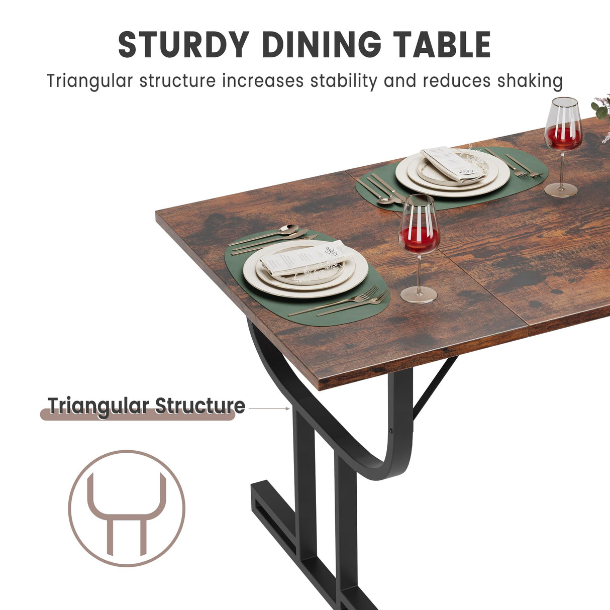 GarveeHome Farmhouse Dining Table for 6 People, 70.8-Inch Rectangular Rustic Kitchen Wood, Dining Table Table with Heavy Duty Metal Legs for Dining Room GarveeHome