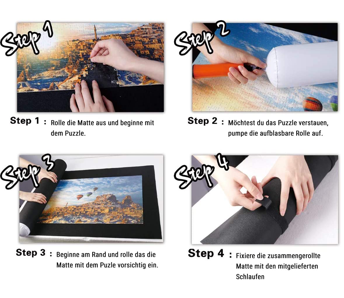 Collectix Premium Felt Puzzle Mat Roll Up for Small Puzzles - Non-Slip and Beautifully Soft - Jigsaw Storage for up to 500 Pieces - Portable Saver, Keeper and Holder Collectix