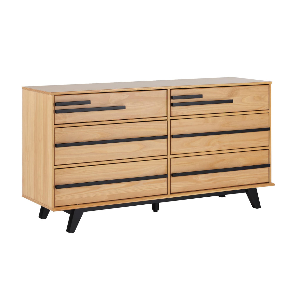 Walker Edison Malhia Minimalist Solid Wood 6-Drawer Dresser Bedroom Storage, 60 Inch, Natural Pine Walker Edison