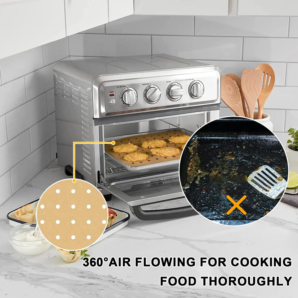 GOAUS Parchment Paper Sheets 9x11 Inch, Air Fryer Toaster Oven Liners Rectangular 175 pcs, Disposable Paper Liners Perforated Fit Cuisinart, Emeril Lagasse, Ninja Foodi, Breville, Instant Pot GOAUS