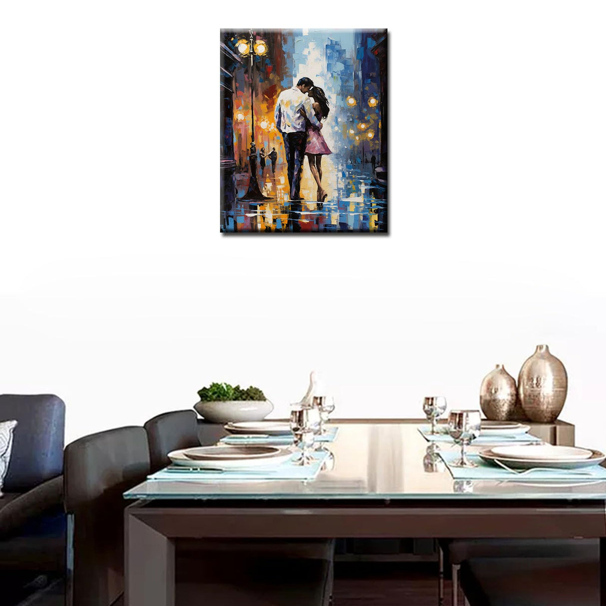 A loving Couple Paint by Numbers Kits with Brushe and Acrylic Pigment on Canvas Lively Street Scenery Painting for Adults Beginner Graffitic Picture Arts Craft Home Decor Gifts 16''x20''(Frameless) TUMOVO