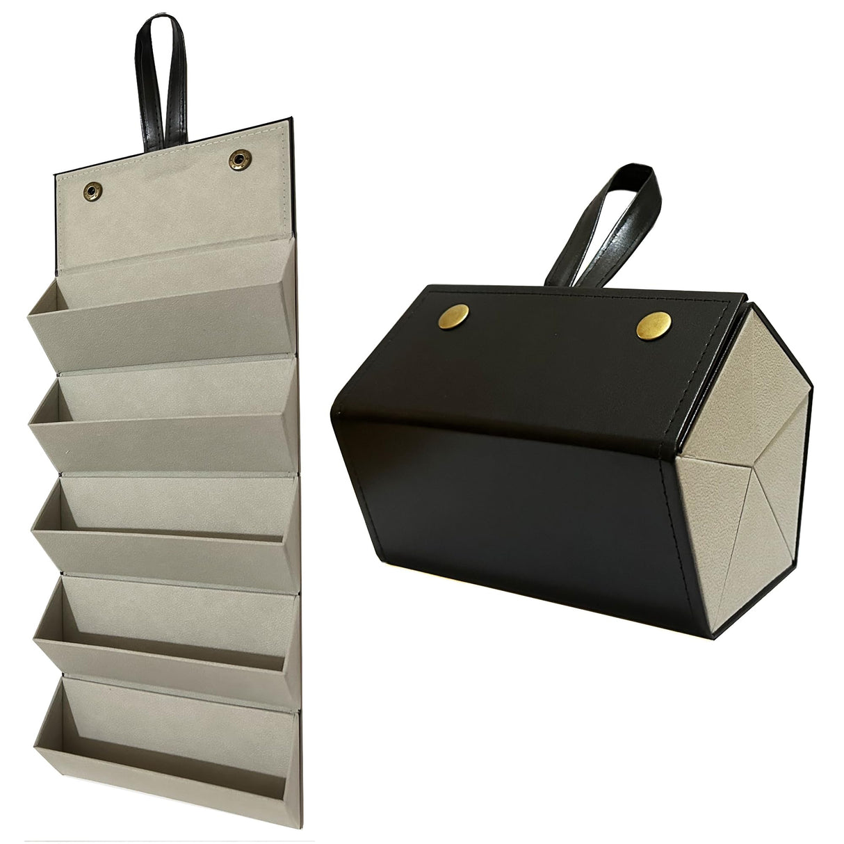 Longjet Sunglasses Organizer 5 Slots Travel Glasses Case Multiple Pairs Eyeglasses Storage Box Hanging Eyewear Holder (Black + Grey) LONGJET CRAFTING THE CORE LJ