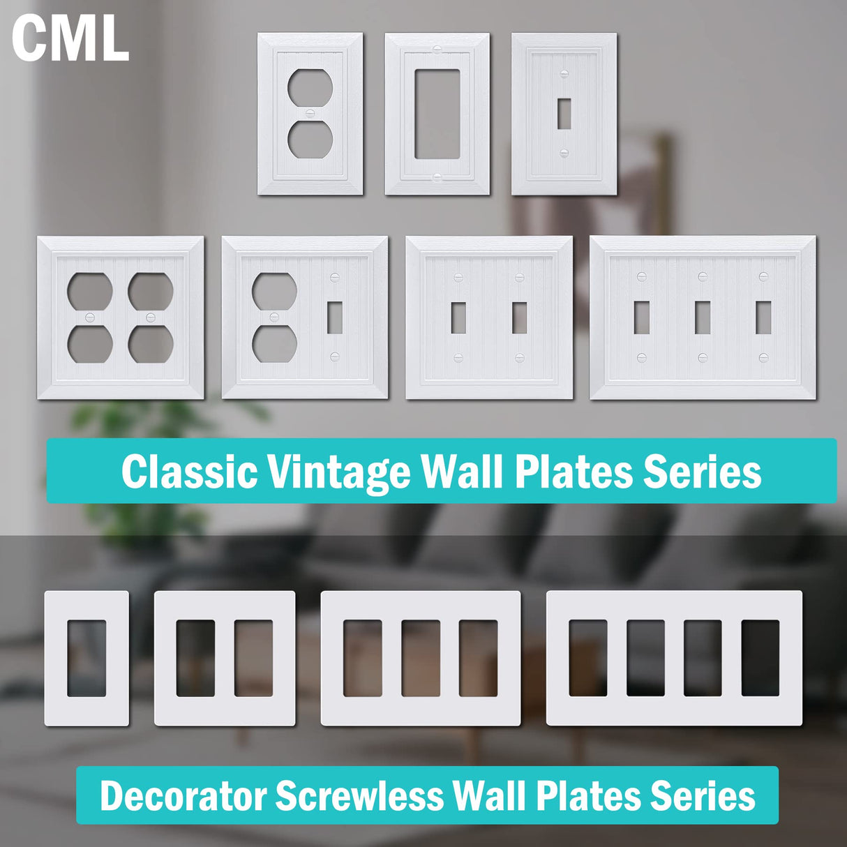 CML Classic Triple Toggle Switch Wall Plate, 3-Gang Outlet Cover, 2 Pack, Vintage Retro Wood Grain Design Beadboard Wallplate, Impact Resistant, Standard Size 6.87”X 4.87”, White CML Hardware
