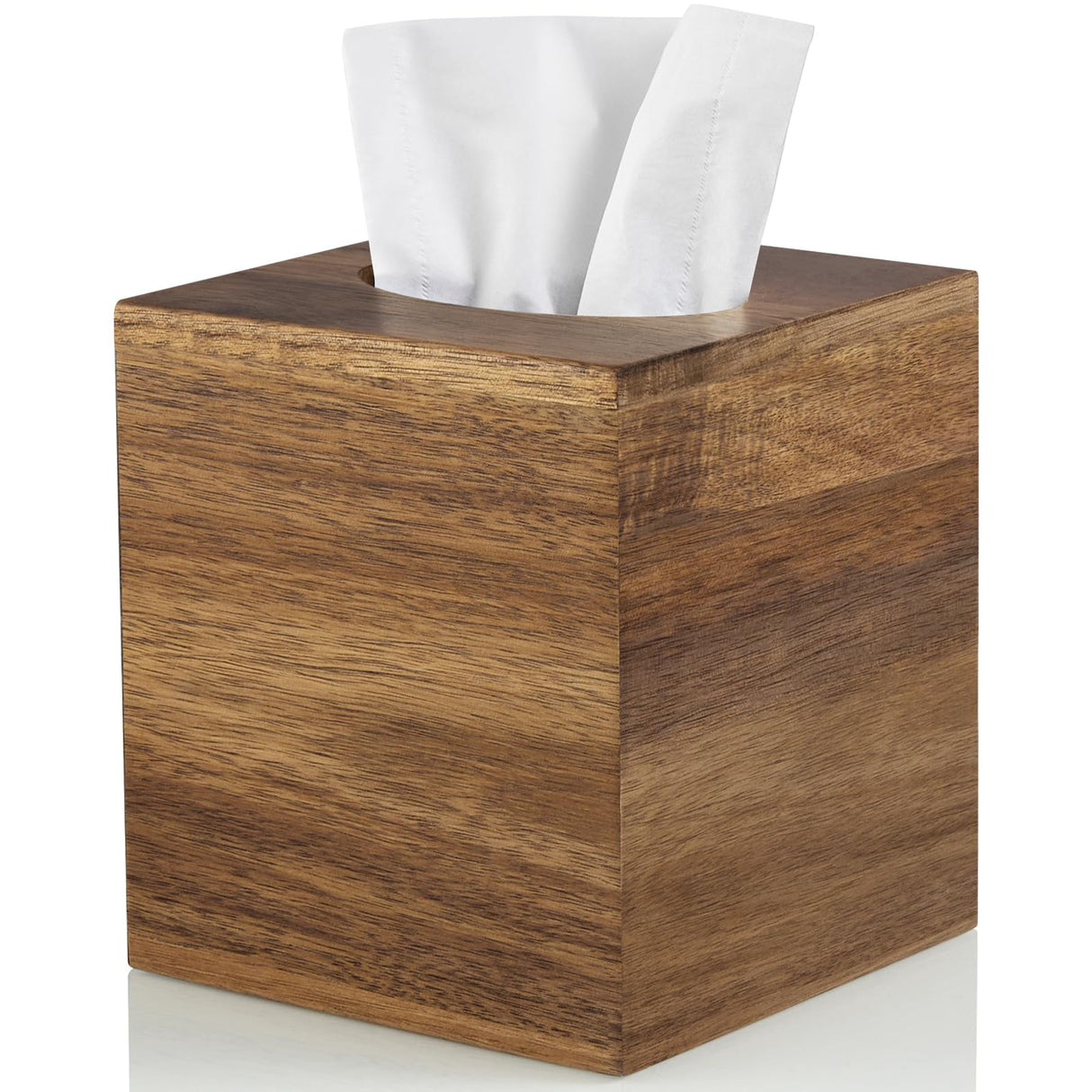 ALELION Tissue Box Cover Square - Acacia Wood Tissue Box Holder for Tabletop Night Stands Bathroom Office - Decorative Facial Cube Tissue Box Cover for Modern Farmhouse Decor ALELION