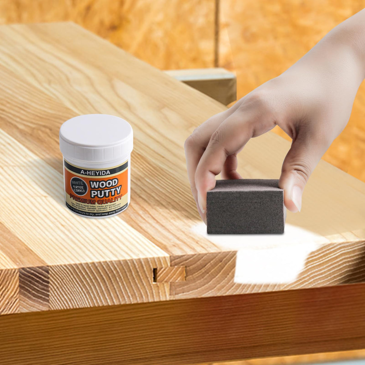 Wood Putty, Wood Filler Putty - White Wood Filler for Trim, Wood Filler Paintable, Stainable, Quickly Repair Wood Cracks and Holes on Wooden Floor A-HEYIDA