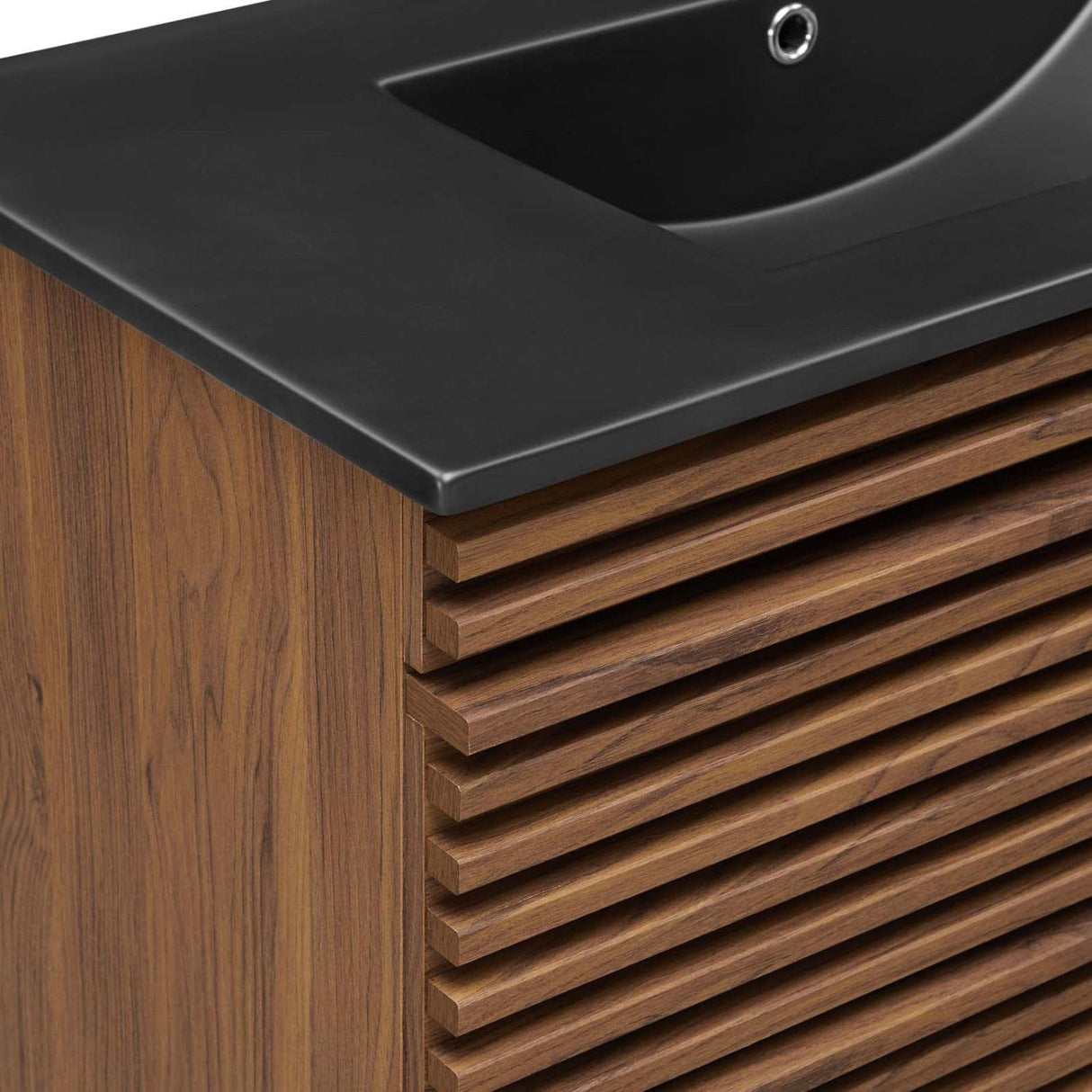 Modway Render 36" Wall-Mount Bathroom Vanity in Walnut Black Modway