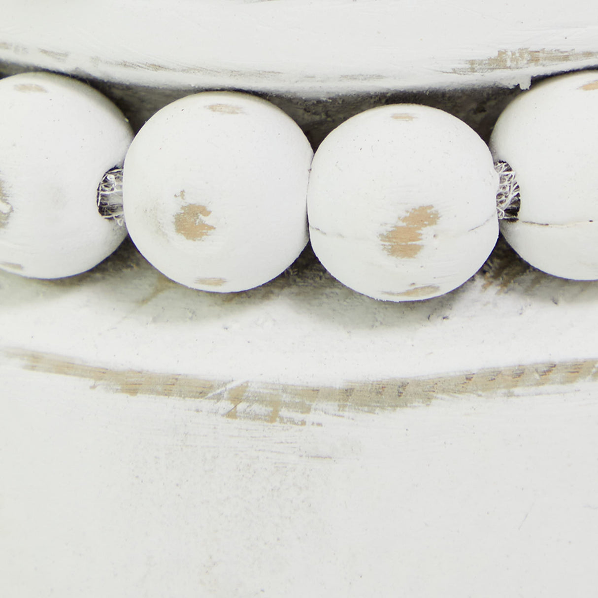 The Novogratz Wood Decorative Candle Holder Beaded Pillar Candle Stand, Set of 2 Candlestick Holder 8", 4"H, White Deco 79