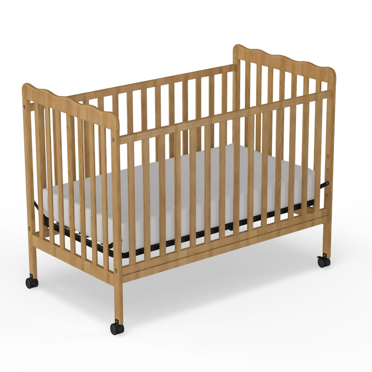 Saylike Baby Crib, 3-in-1 Convertible Crib Wood Full Size Toddler Bed with Locking Wheels for Nursery Furniture, Non-Toxic Finish (Natural) Saylike