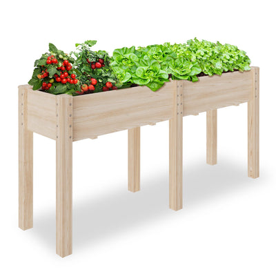TMEE 6FT Raised Garden Bed with Legs Wooden Elevated Planter Box Stand for Backyard, Patio, Balcony w/Divider Panel, 450lb Capacity, 72x23x30in
