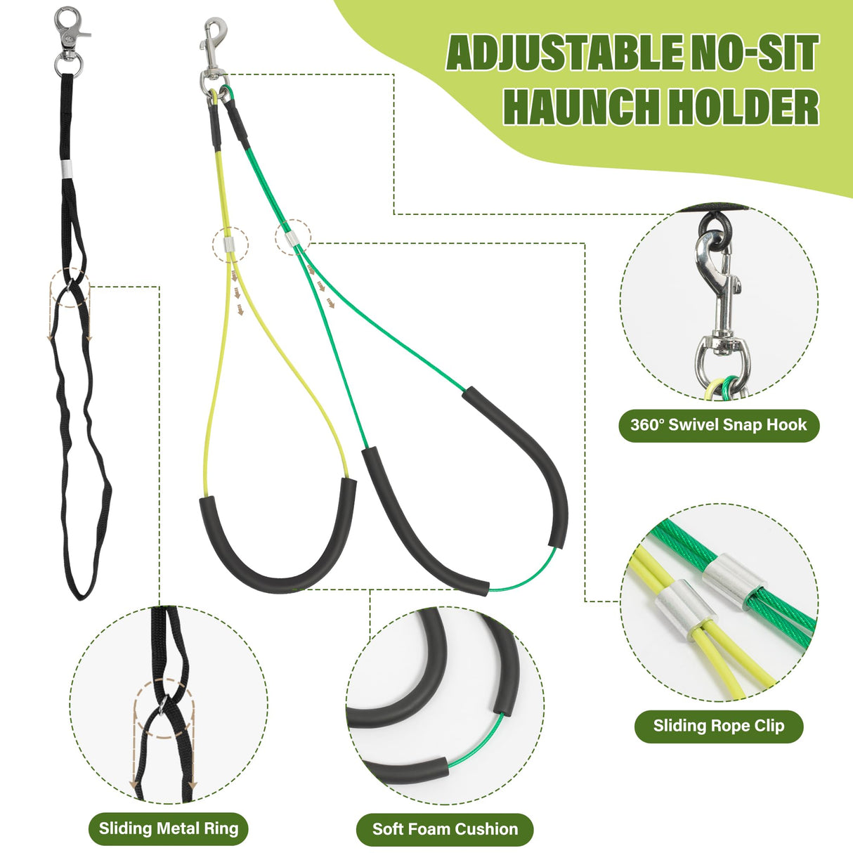 Dog Grooming Arm with Pet Grooming Hammock, getlstub 35" Pet Grooming Table Arm with Adjustable No Sit Haunch Holders, Dog Grooming Stand with Loop Noose for Small and Medium Pets getlstub