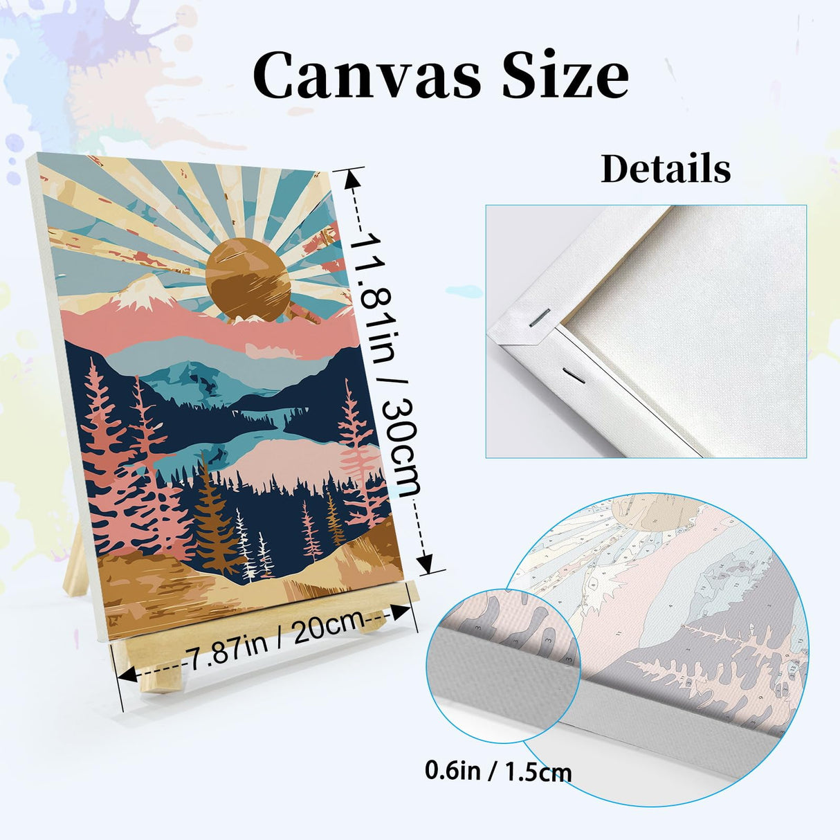 JOOZ 4 Pack Framed Paint by Numbers Kit for Adults, Mountain Sunset Paint by Number with Easel, DIY Moon Lake Adult Paint by Number Kits on Canvas, Landscape Oil Painting Kit for Home Decor 8x12 Inch JOOZ