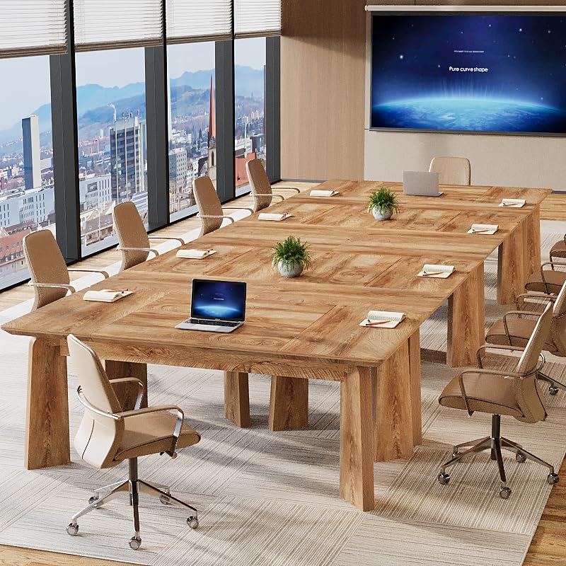Tribesigns 5FT Conference Table for 6 People, 62-Inch Rectangular Meeting Table with Thicken Tabletop and Heavy Duty Legs, Modern Seminar Boardroom Desk for Office Conference Room (Rustic Brown) Tribesigns