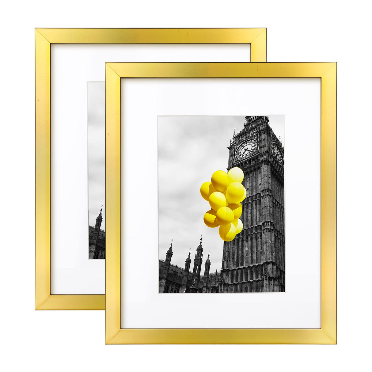 BSRHOME 8x10 Picture Frame with Plexiglass, Display Pictures 5x7 with Mat or 8x10 Without Mat for Tabletop Display and Wall Mounting, Set of 2,Gold BSRHOME