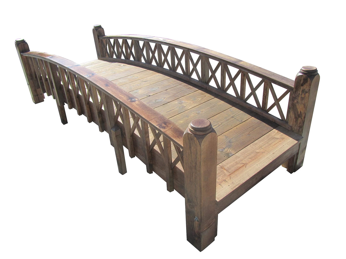 SamsGazebos 12-Foot Swan Garden Bridge Medium Cross Halving Lattice Rails Commercial Grade SamsGazebos