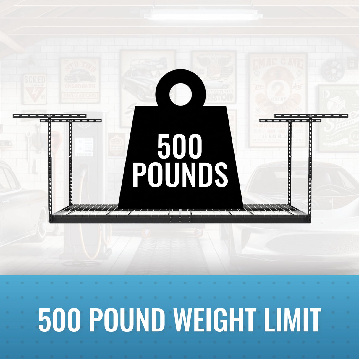 MonsterRax Overhead Garage Storage Rack - 4 x 8 Ceiling Racks for Garage Shelving, Organization, Adjustable Hanging Storage, Grey, 12"- 21" Height Adjustment MonsterRAX Storage Solutions