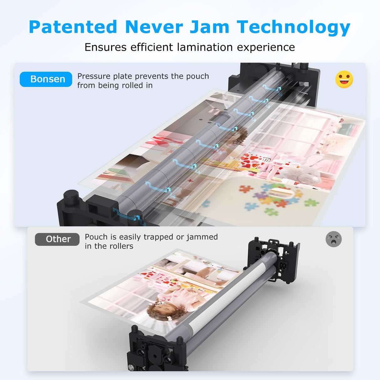 BONSEN A4 Laminator Machine, 9.33-Inch Thermal Laminator with Never Jam Technology, 100 Laminating Sheets, Laminates Photos Cards Documents, 4-in-1 Personal Laminators for Teachers Home Office School BONSEN