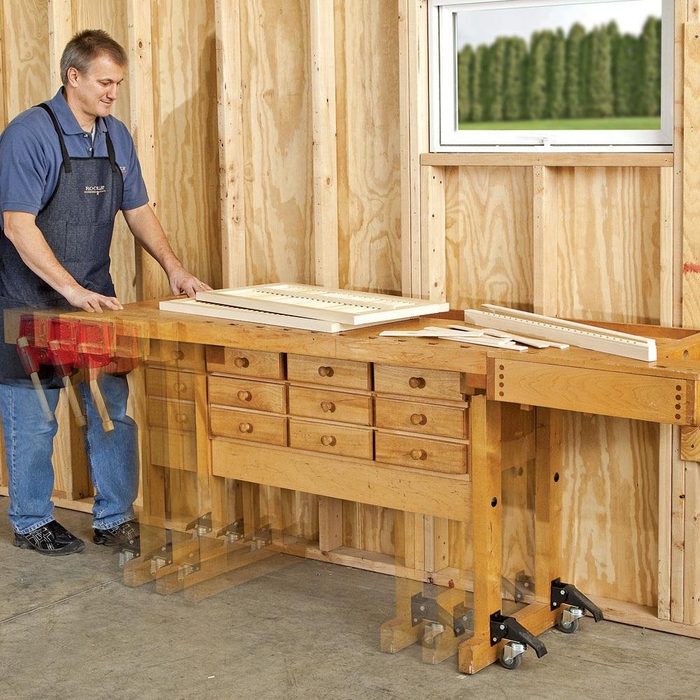 Rockler Workbench Casters (Pack of 4, Satin Black) - Industrial Casters w/Easy-Spin 2-3/8” Wheels - Durable Steel Heavy Duty Casters Set of 4 - Kit includes Mounting Screws for Easy Installation ROCKLER