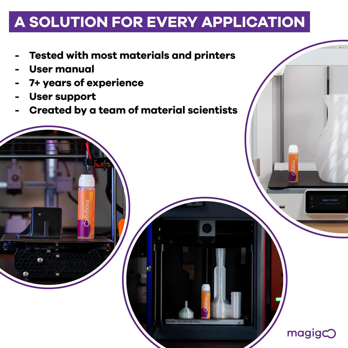 Magigoo MPC2018 3D Printer Adhesive Glue, Reduces Warping for Polycarbonate Filament on Flex Plate, Glass, PEI, Buildtak, Kapton, 50ml 1.69 fl. oz. Magigoo