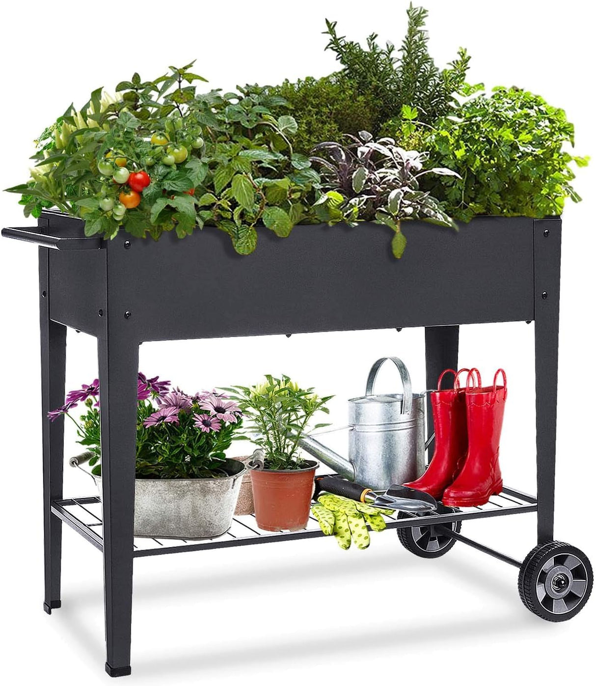 FOYUEE Raised Planter Box with Legs Outdoor Elevated Garden Bed On Wheels for Vegetables Flower Herb Patio FOYUEE