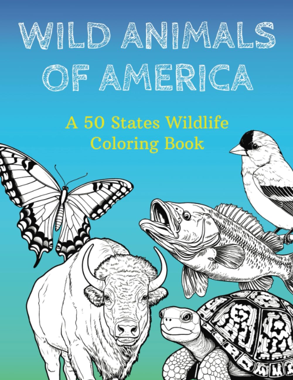 Wild Animals of America: A 50 States Wildlife Coloring Book WoodArtSupply
