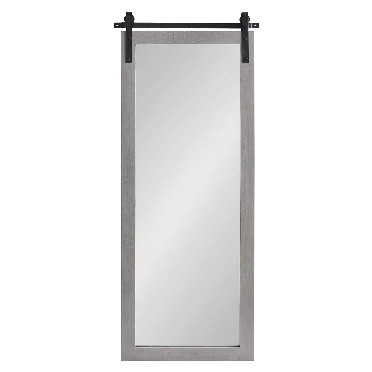 Kate and Laurel Cates Farmhouse Wood Framed Panel Mirror, 18 x 50, Gray, Barn Door-Inspired Rustic Mirrors for Wall Kate and Laurel