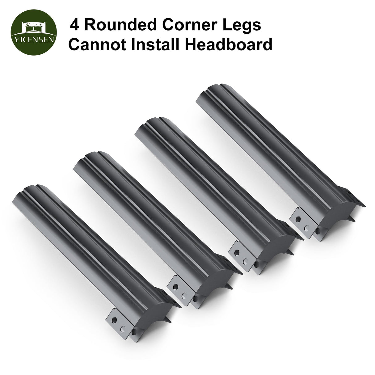 Yicensen 9 Inch Queen Bed Frame Rounded Corner Legs No Box Spring Needed, Heavy Duty Metal Queen Size Platform Bed Frame, Easy Assembly, Noise Free, Black Yicensen