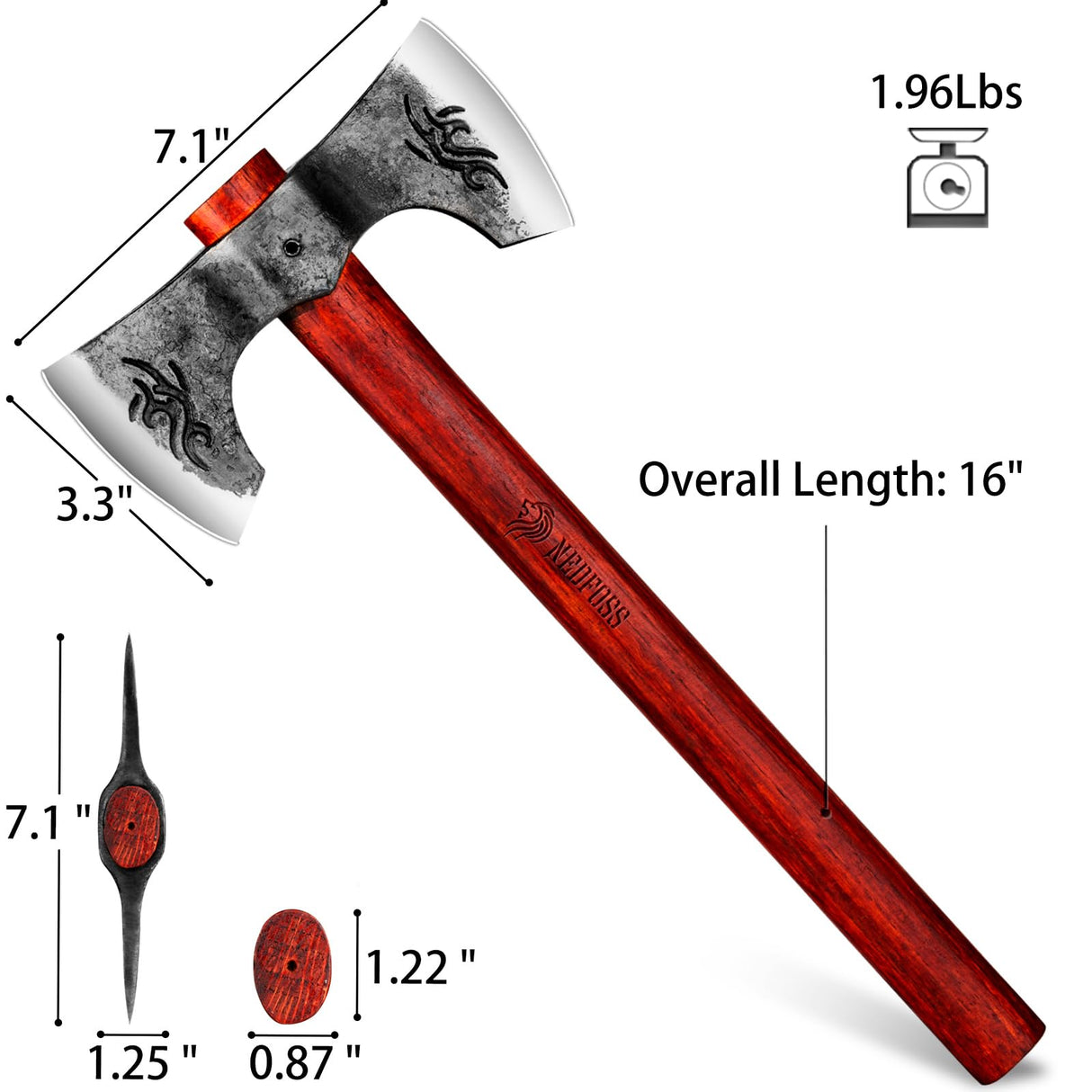 2 Pack NEDFOSS 16" Throwing Axe, Thor Throwing Axes and Tomahawks with 1065 HC Steel & Wooden Handle. Perfect for Axe Throwing Game, Recreation, Competition & Gifts for Men. NedFoss