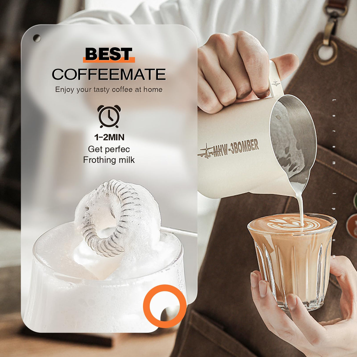 Milk Frother Rechargeable Handheld Electric Whisk Coffee Frother Mixer with 2 Stainless whisks 3 Speed Adjustable Foam Maker Blender for Coffee Matcha Latte Cappuccino Hot Chocolate(Black) Laposso